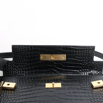 Saint Laurent Paris – Manhattan – Schultertasche in Kroko-Optik in Schwarz, 579271