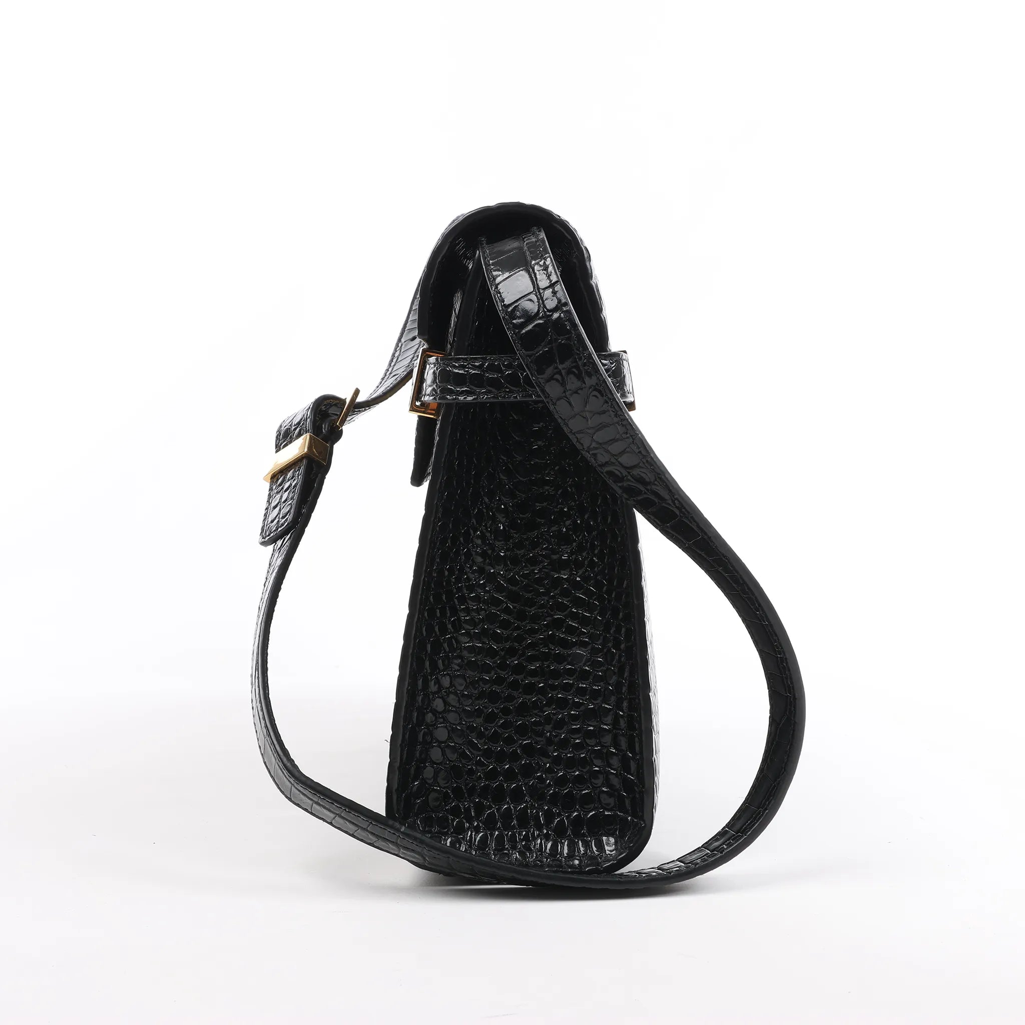 Saint Laurent Paris Manhattan Mock Croc Shoulder bag in Black 579271