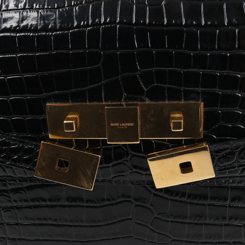 Saint Laurent Paris Manhattan Mock Croc Shoulder bag in Black 579271