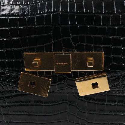 Saint Laurent Paris – Manhattan – Schultertasche in Kroko-Optik in Schwarz, 579271