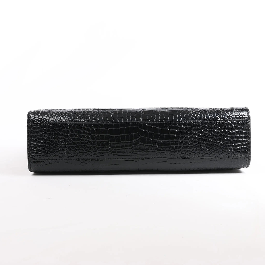 Saint Laurent Paris Manhattan Mock Croc Shoulder bag in Black 579271
