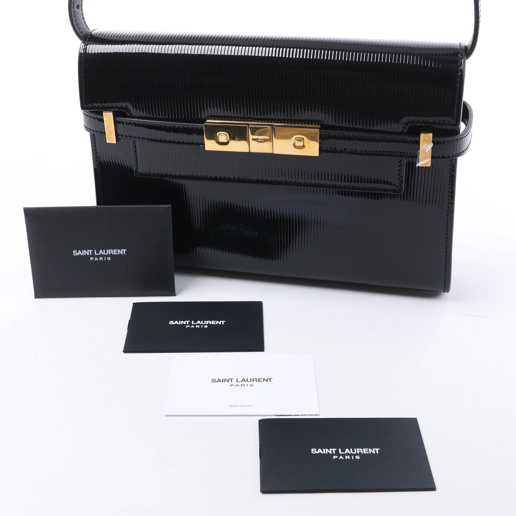 Saint Laurent Paris Manhattan Patent Leather Shoulder bag in Black 675626