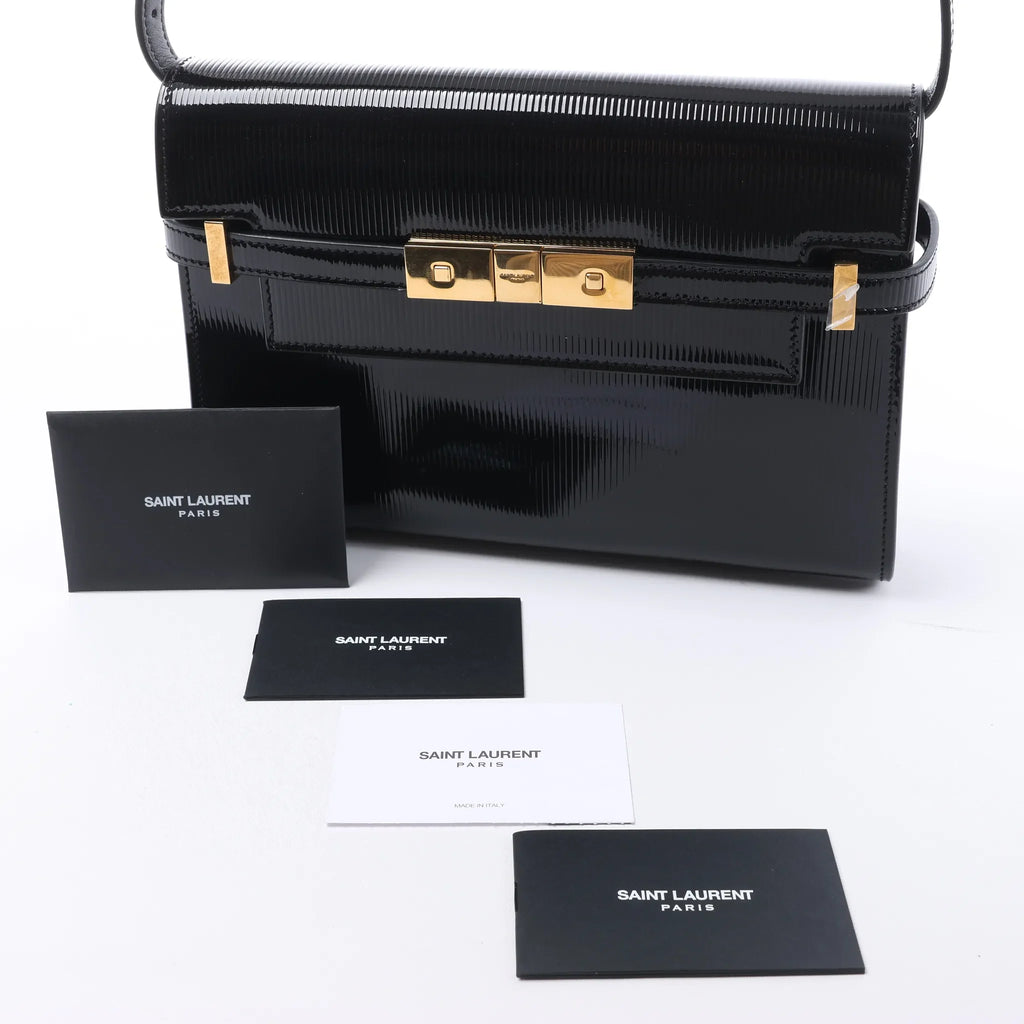 Saint Laurent Paris Manhattan Patent Leather Shoulder bag in Black 675626