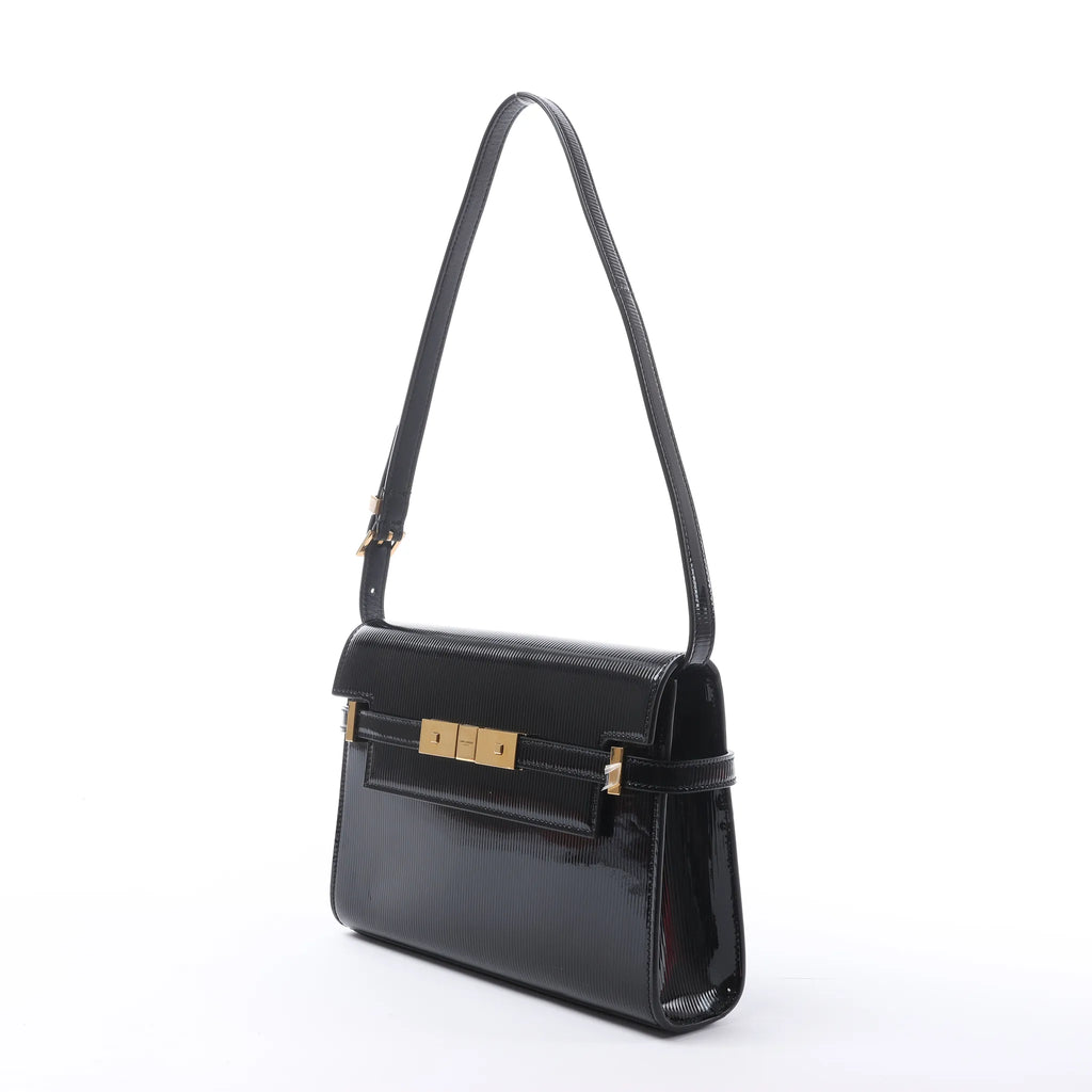 Saint Laurent Paris Manhattan Patent Leather Shoulder bag in Black 675626