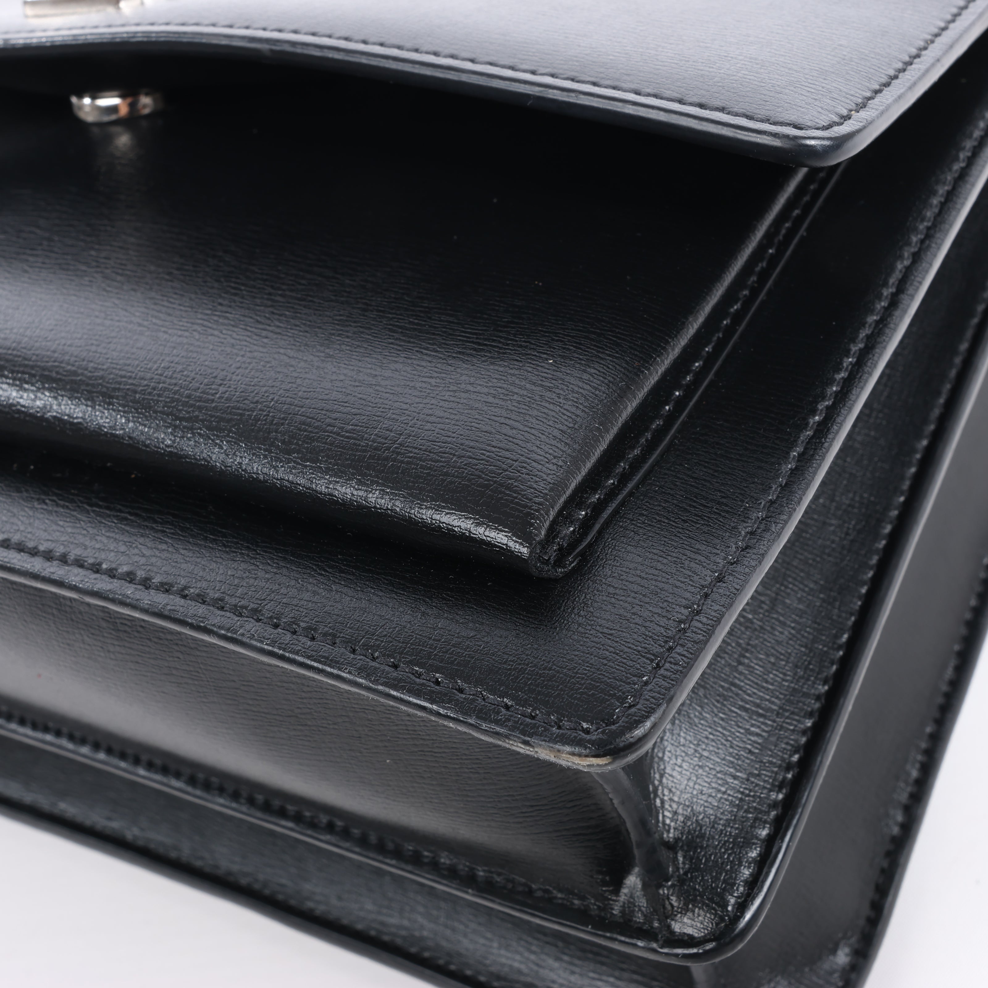 Saint Laurent Paris Medium Sunset Leather Chain Shoulder Bag in Black 498779