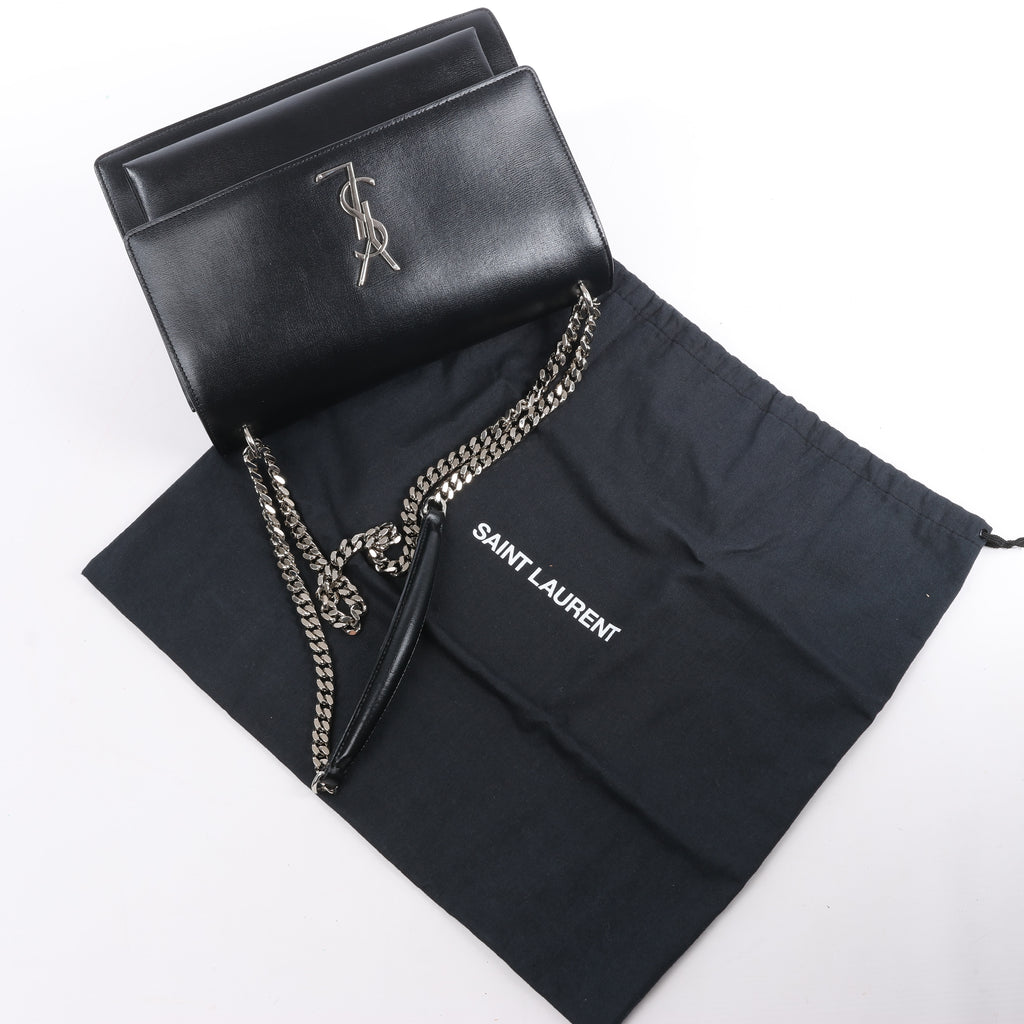 Saint Laurent Paris Medium Sunset Leather Chain Shoulder Bag in Black 498779