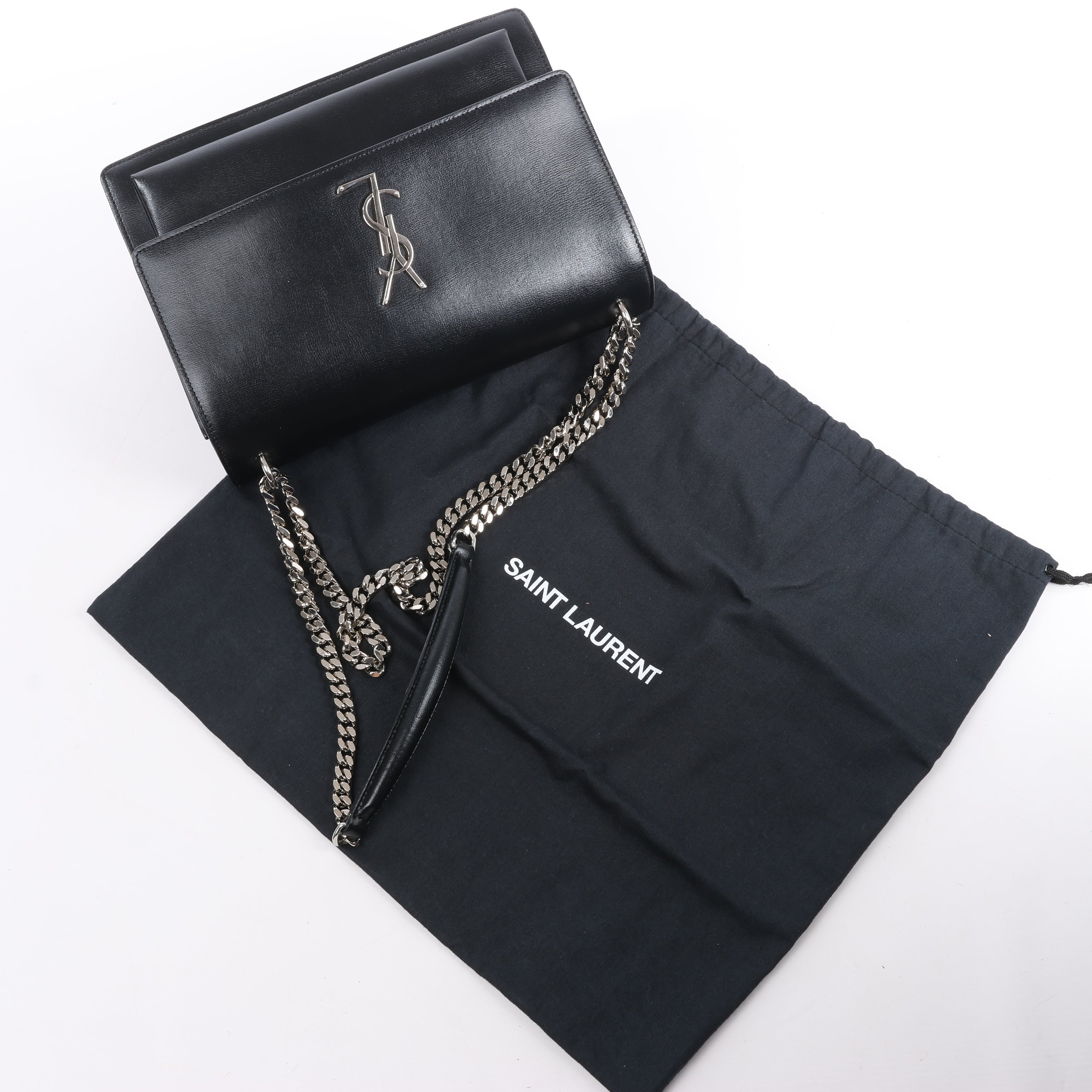 Saint Laurent Paris Medium Sunset Leather Chain Shoulder Bag in Black 498779
