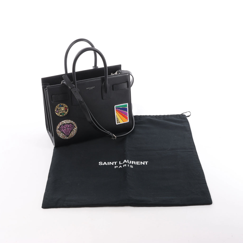 Saint Laurent Paris Sac de Jour Small Multi-Patch Leather 2Way Handbag in Black