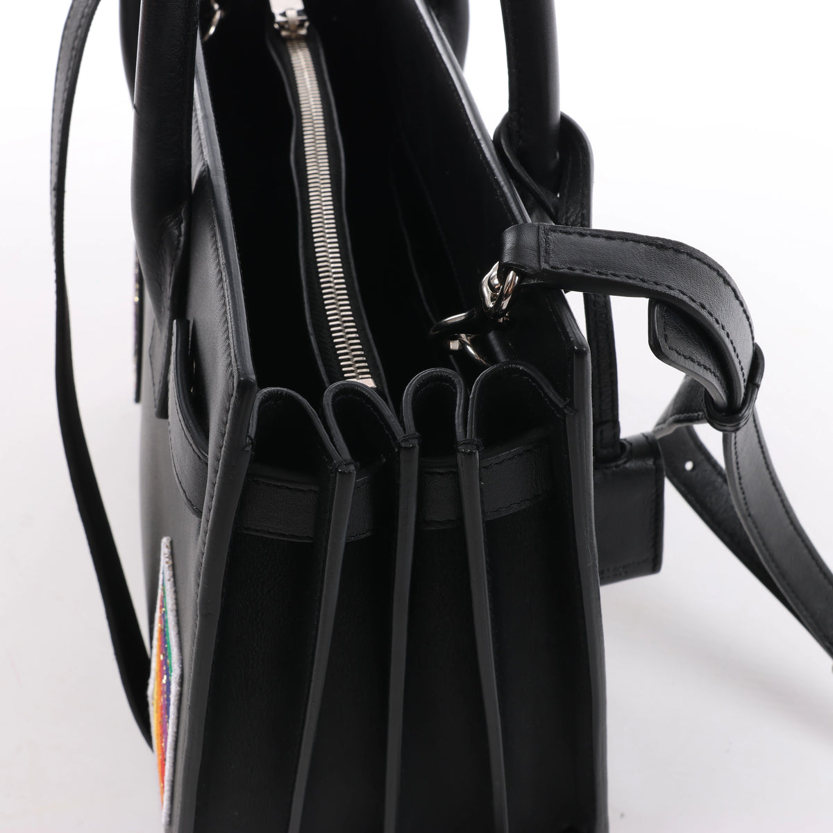 Saint Laurent Paris Sac de Jour Small Multi-Patch Leather 2Way Handbag in Black