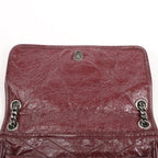 Saint Laurent Paris Niki Leather Chain Shoulder in Bag Burgundy 498894