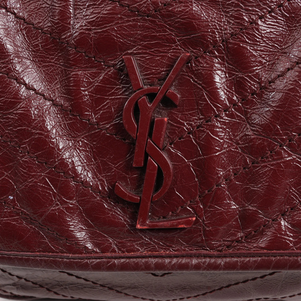 Saint Laurent Paris Niki Leather Chain Shoulder in Bag Burgundy 498894