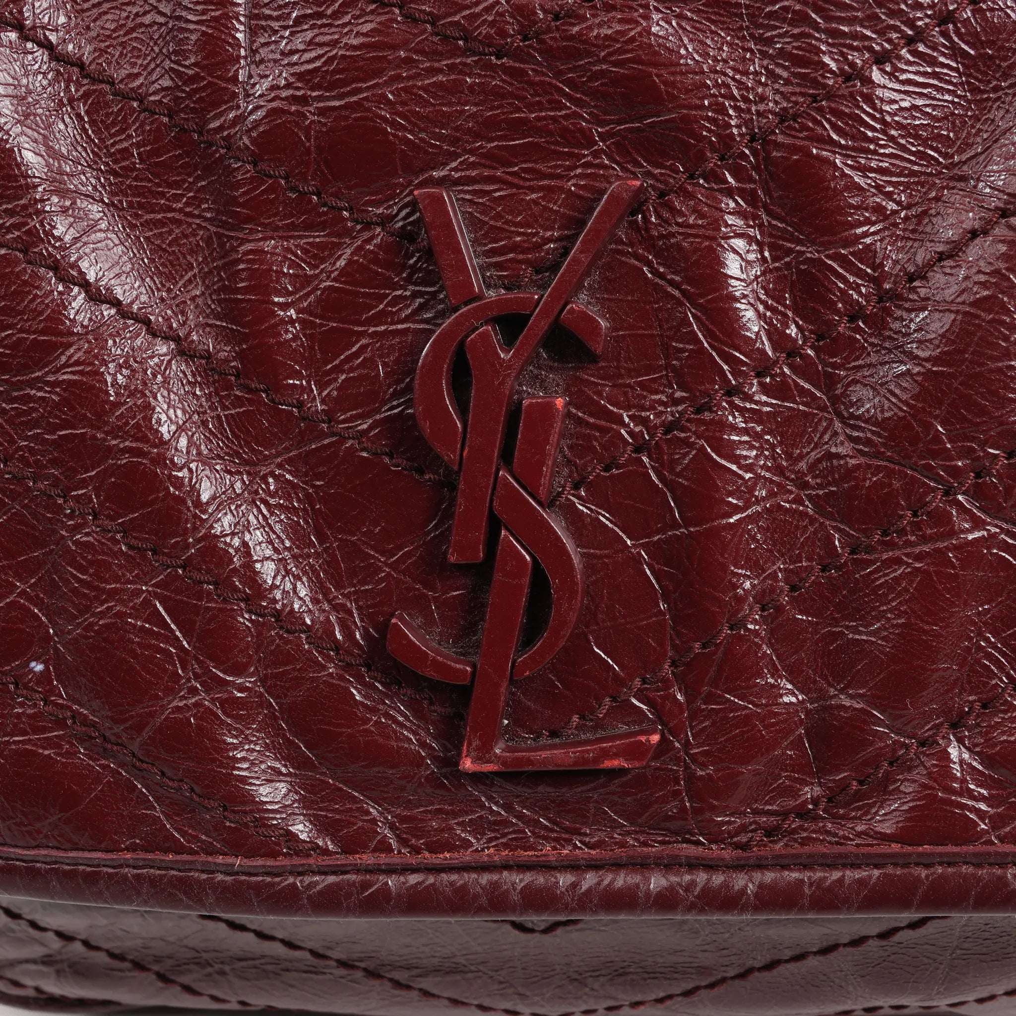Saint Laurent Paris Niki Leather Chain Shoulder in Bag Burgundy 498894