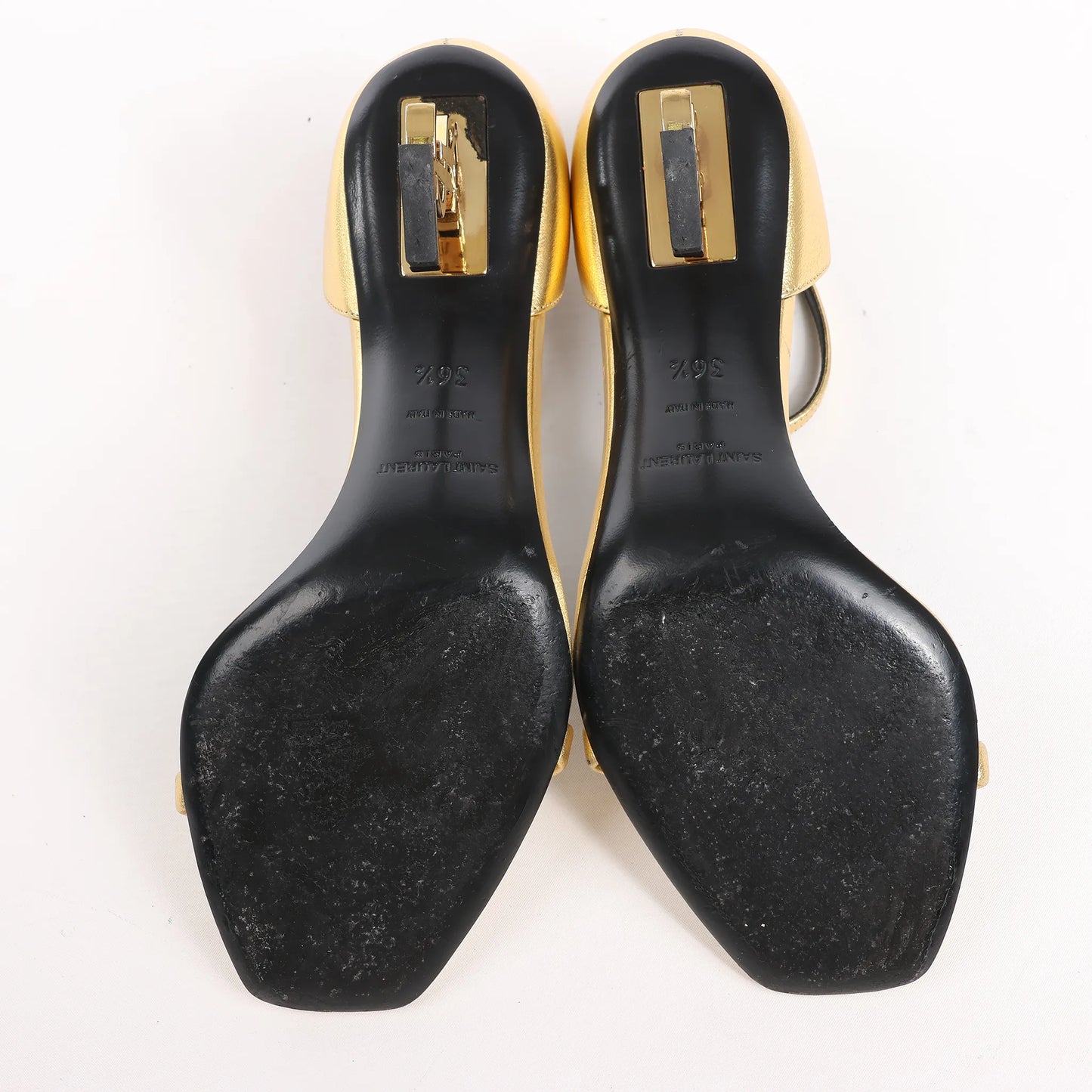 Saint Laurent Paris Opium Leder Heels in Gold AU557679, Größe 36,5 EU