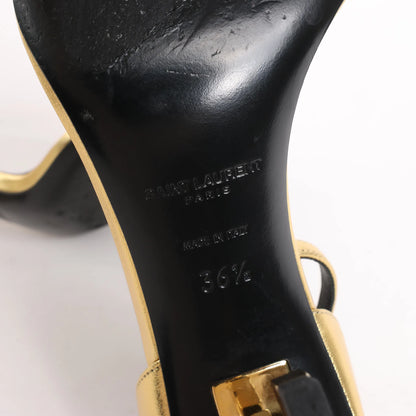 Saint Laurent Paris Opium Leder Heels in Gold AU557679, Größe 36,5 EU