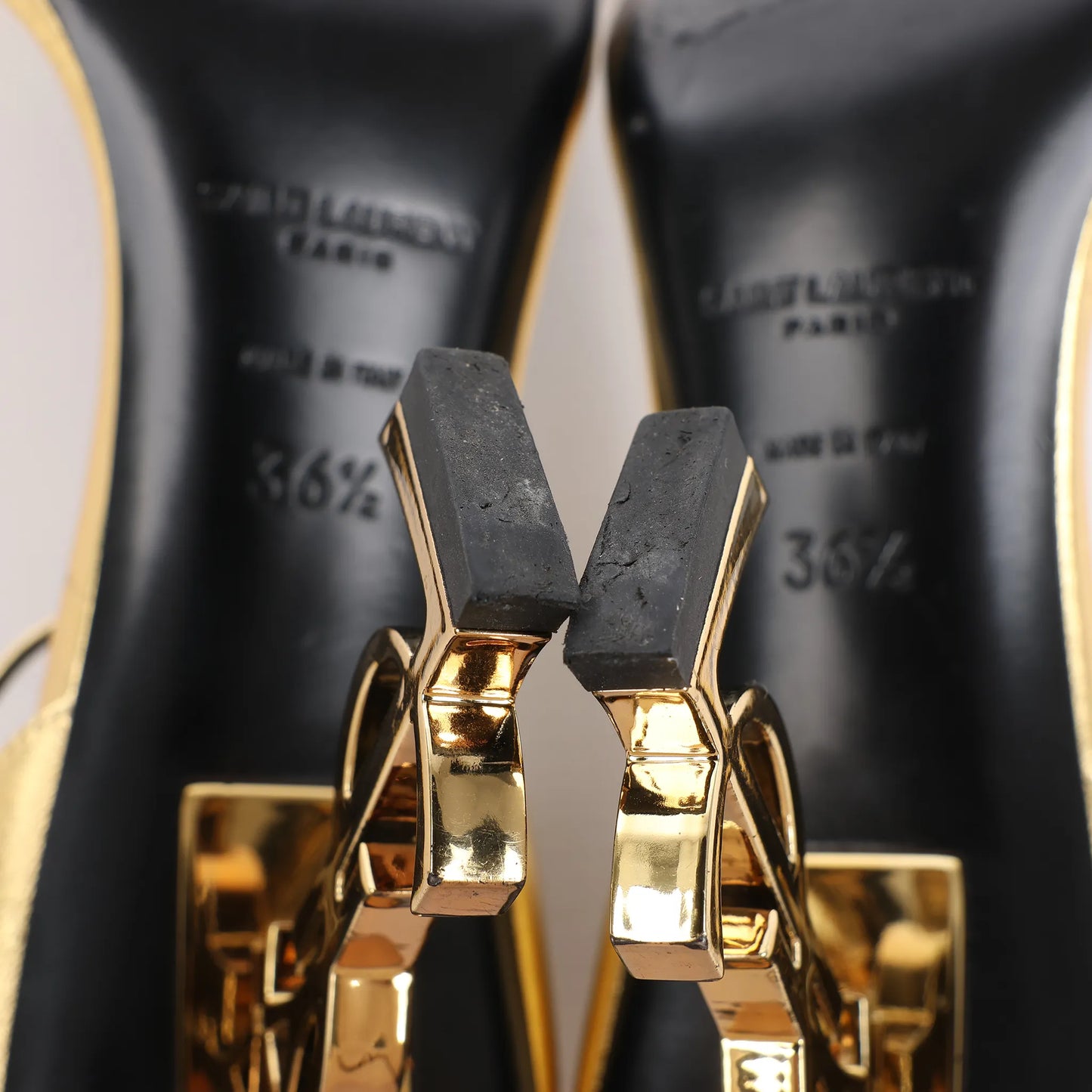 Saint Laurent Paris Opium Leder Heels in Gold AU557679, Größe 36,5 EU