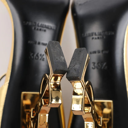 Saint Laurent Paris Opium Leder Heels in Gold AU557679, Größe 36,5 EU