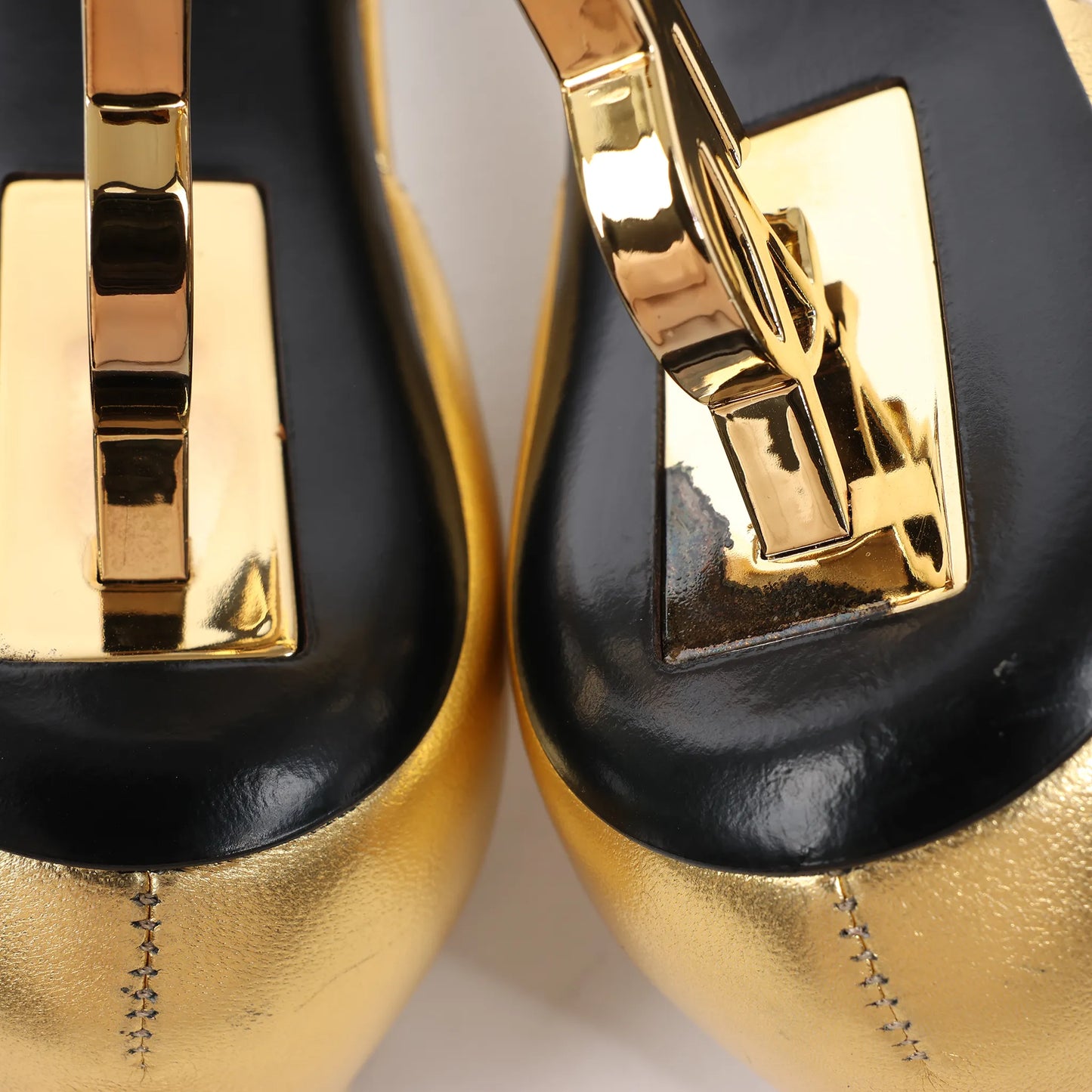 Saint Laurent Paris Opium Leder Heels in Gold AU557679, Größe 36,5 EU