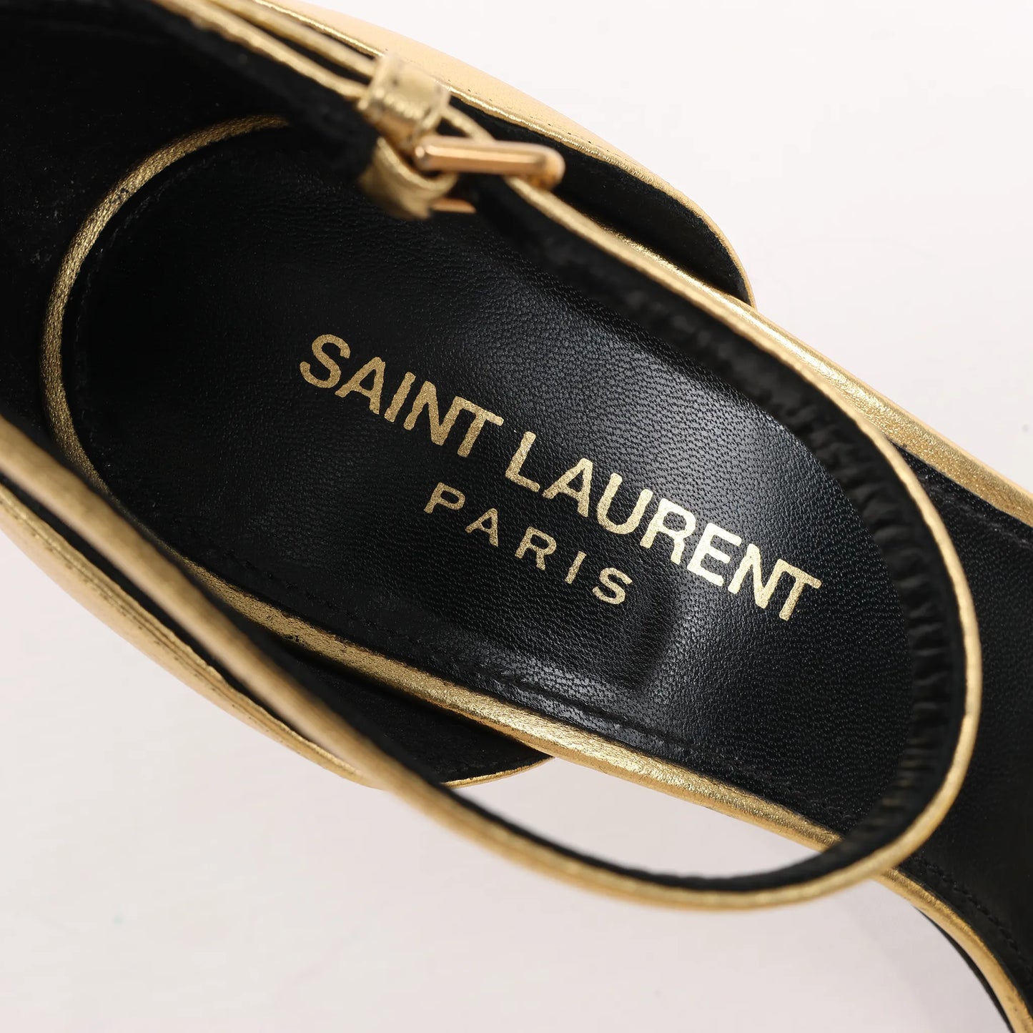 Saint Laurent Paris Opium Leder Heels in Gold AU557679, Größe 36,5 EU