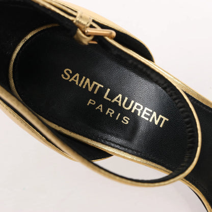 Saint Laurent Paris Opium Leder Heels in Gold AU557679, Größe 36,5 EU