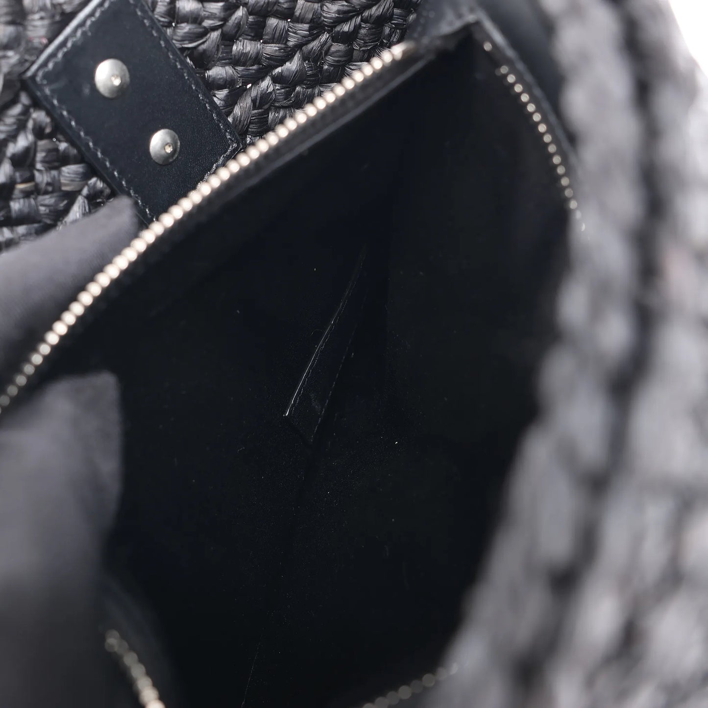 Saint Laurent Paris Panier Small Raffia x Leather Shoulder Bag in Black 693240