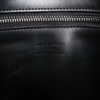 Saint Laurent Paris Panier Small Raffia x Leather Shoulder Bag in Black 693240