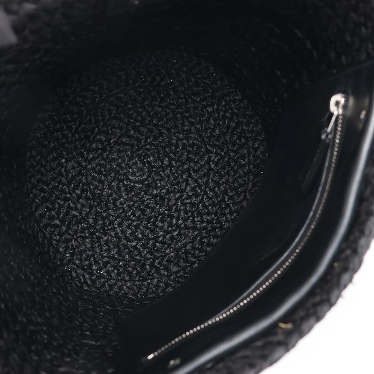 Saint Laurent Paris Panier Small Raffia x Leather Shoulder Bag in Black 693240