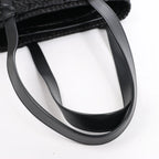 Saint Laurent Paris Panier Small Raffia x Leather Shoulder Bag in Black 693240