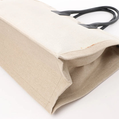 Saint Laurent Rive Gauche Große Tragetasche aus bedrucktem Canvas und Leder in Beige 499290