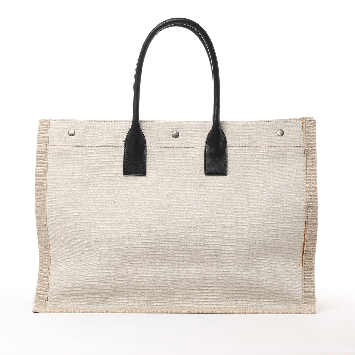 Saint Laurent Rive Gauche Große Tragetasche aus bedrucktem Canvas und Leder in Beige 499290