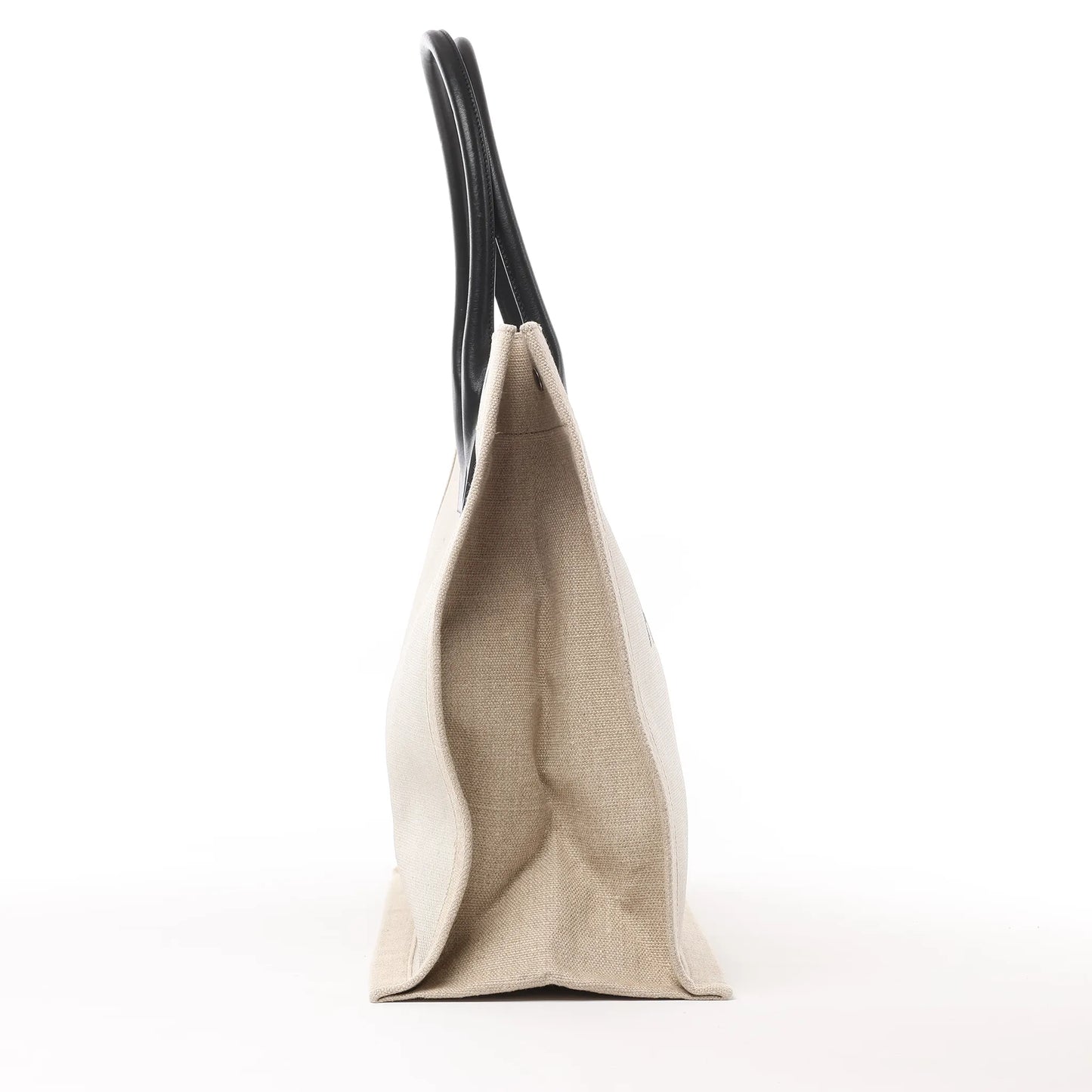 Saint Laurent Rive Gauche Große Tragetasche aus bedrucktem Canvas und Leder in Beige 499290