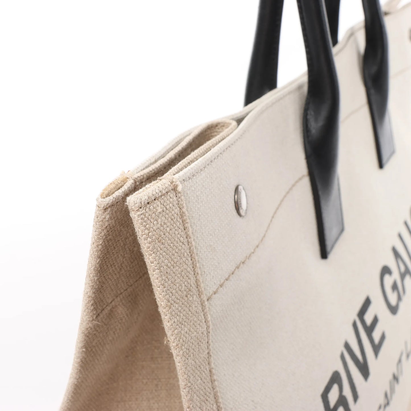 Saint Laurent Rive Gauche Large Tote Bag in Printed Canvas and Leather in Beige 499290