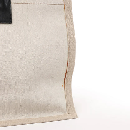 Saint Laurent Rive Gauche Large Tote Bag in Printed Canvas and Leather in Beige 499290