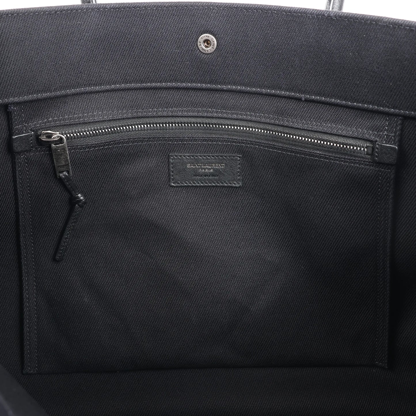 Grand sac cabas Saint Laurent Rive Gauche en toile imprimée et cuir noir 509415