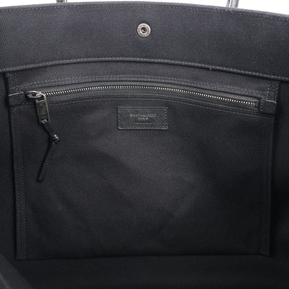 Grand sac cabas Saint Laurent Rive Gauche en toile imprimée et cuir noir 509415