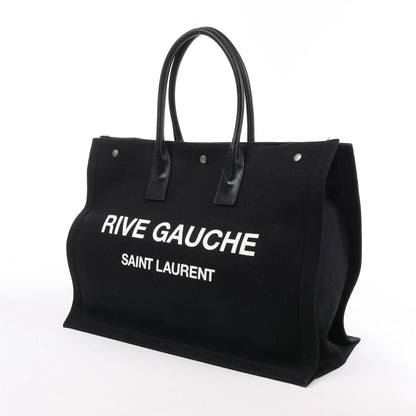 Grand sac cabas Saint Laurent Rive Gauche en toile imprimée et cuir noir 509415