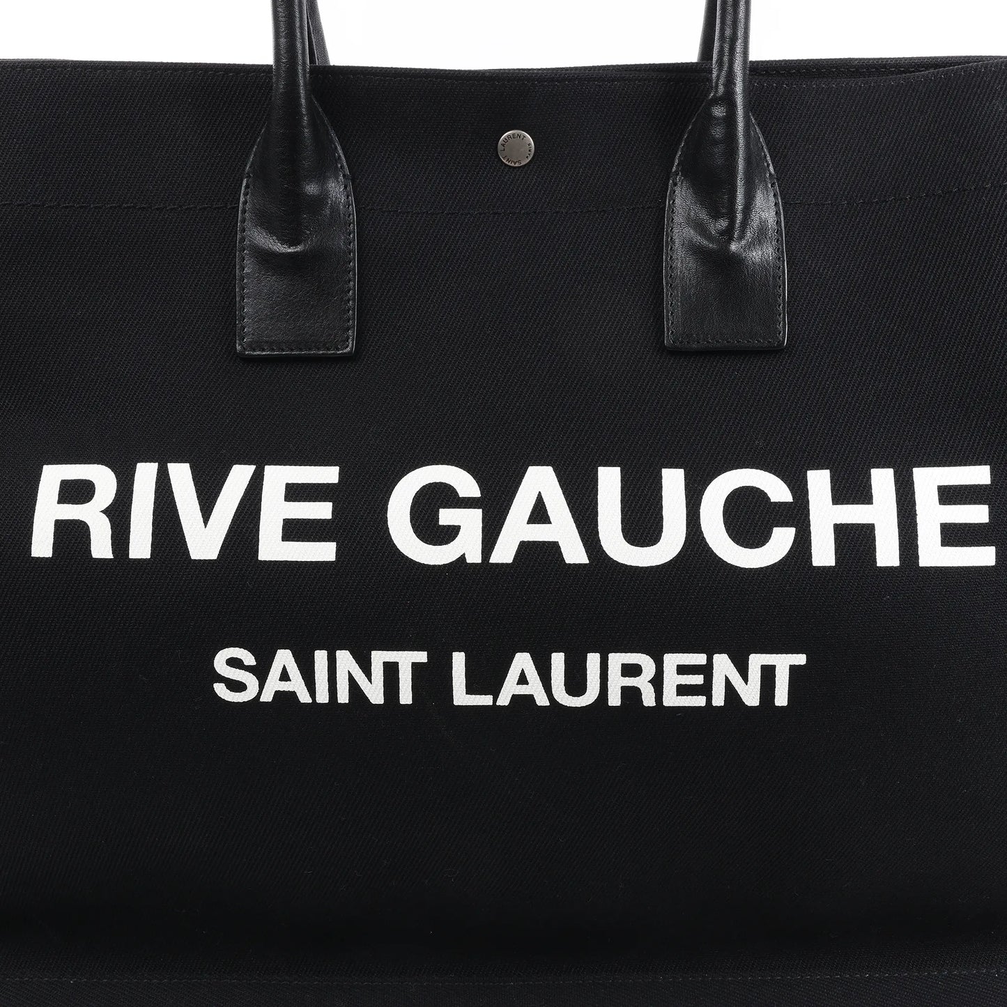 Grand sac cabas Saint Laurent Rive Gauche en toile imprimée et cuir noir 509415