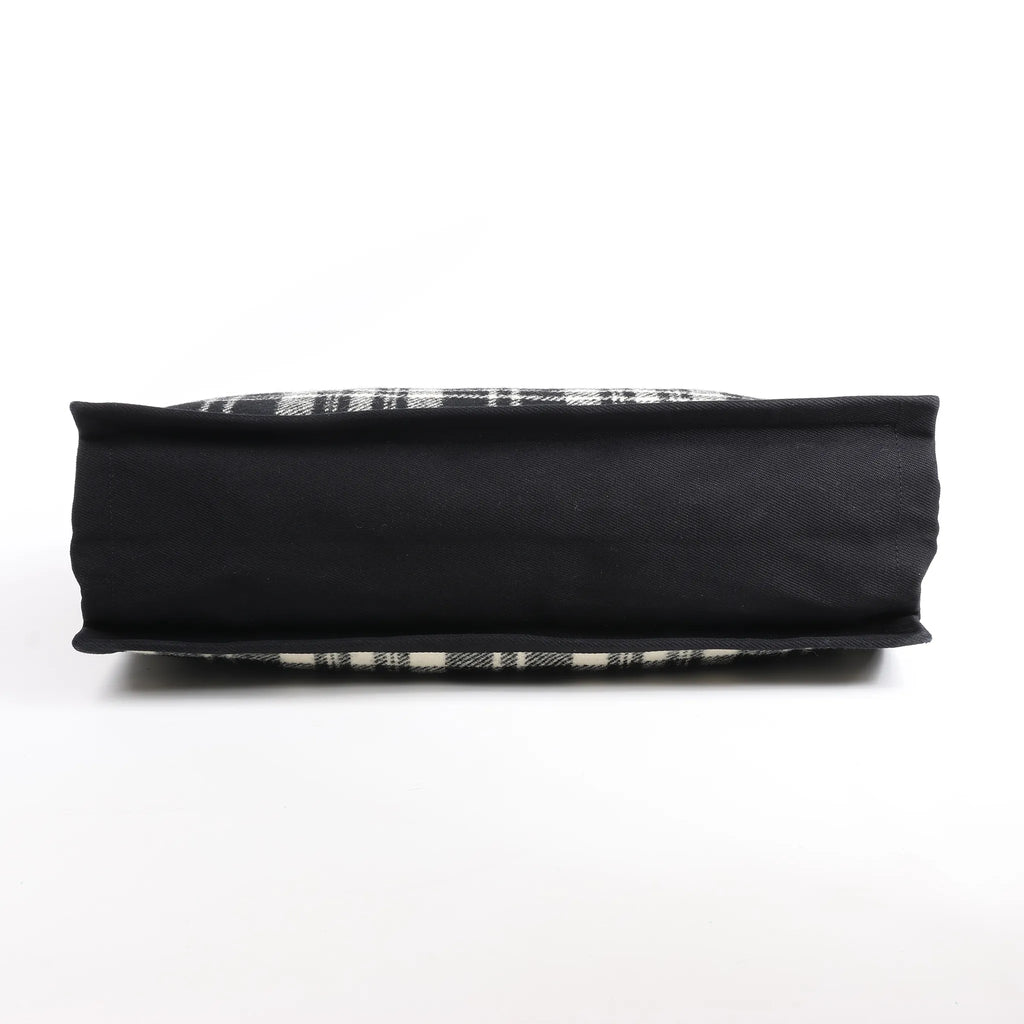 Saint Laurent Paris Rive Gauche Wool x Leather Tote bag Black x White 499290