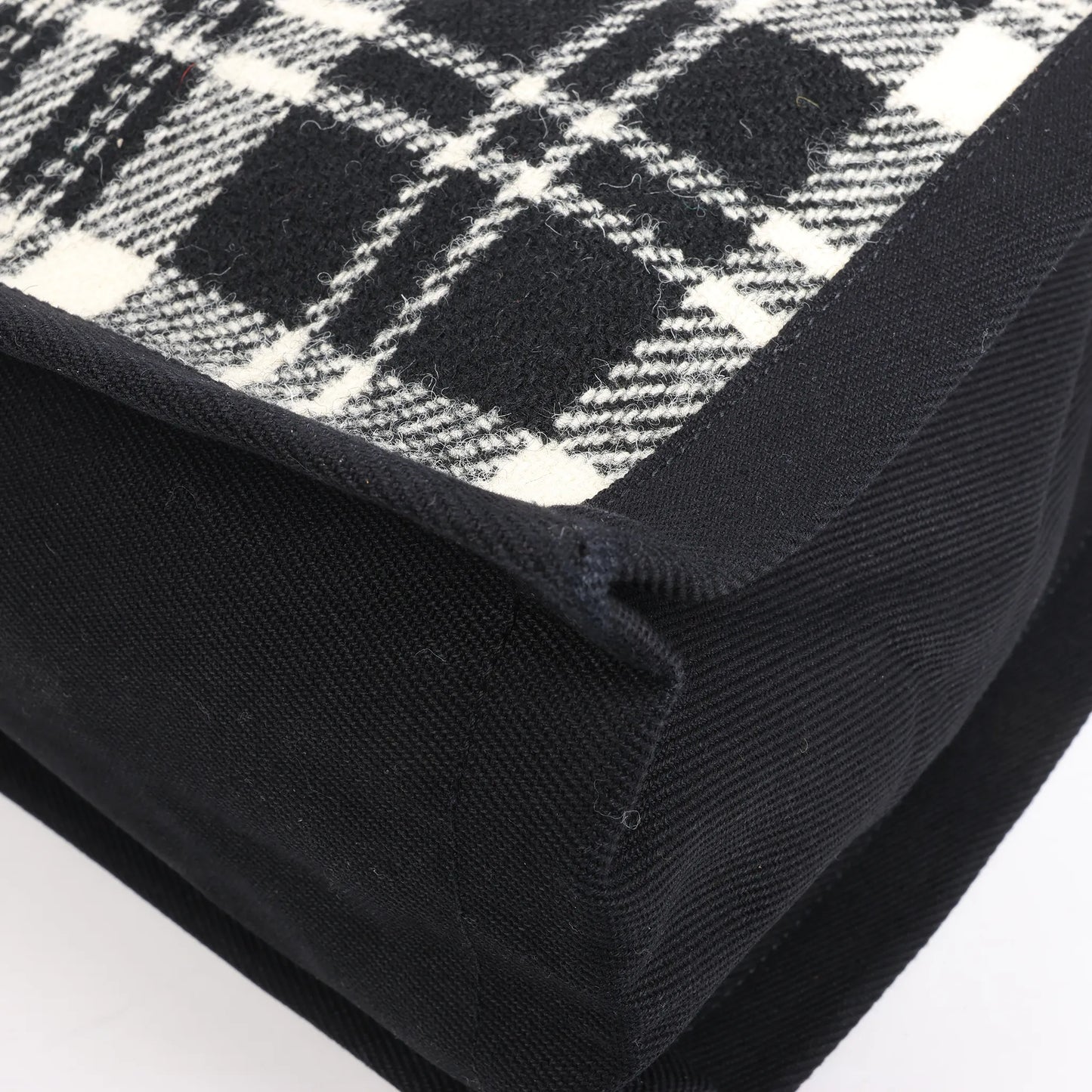 Sac cabas Saint Laurent Paris Rive Gauche en laine et cuir Noir x Blanc 499290