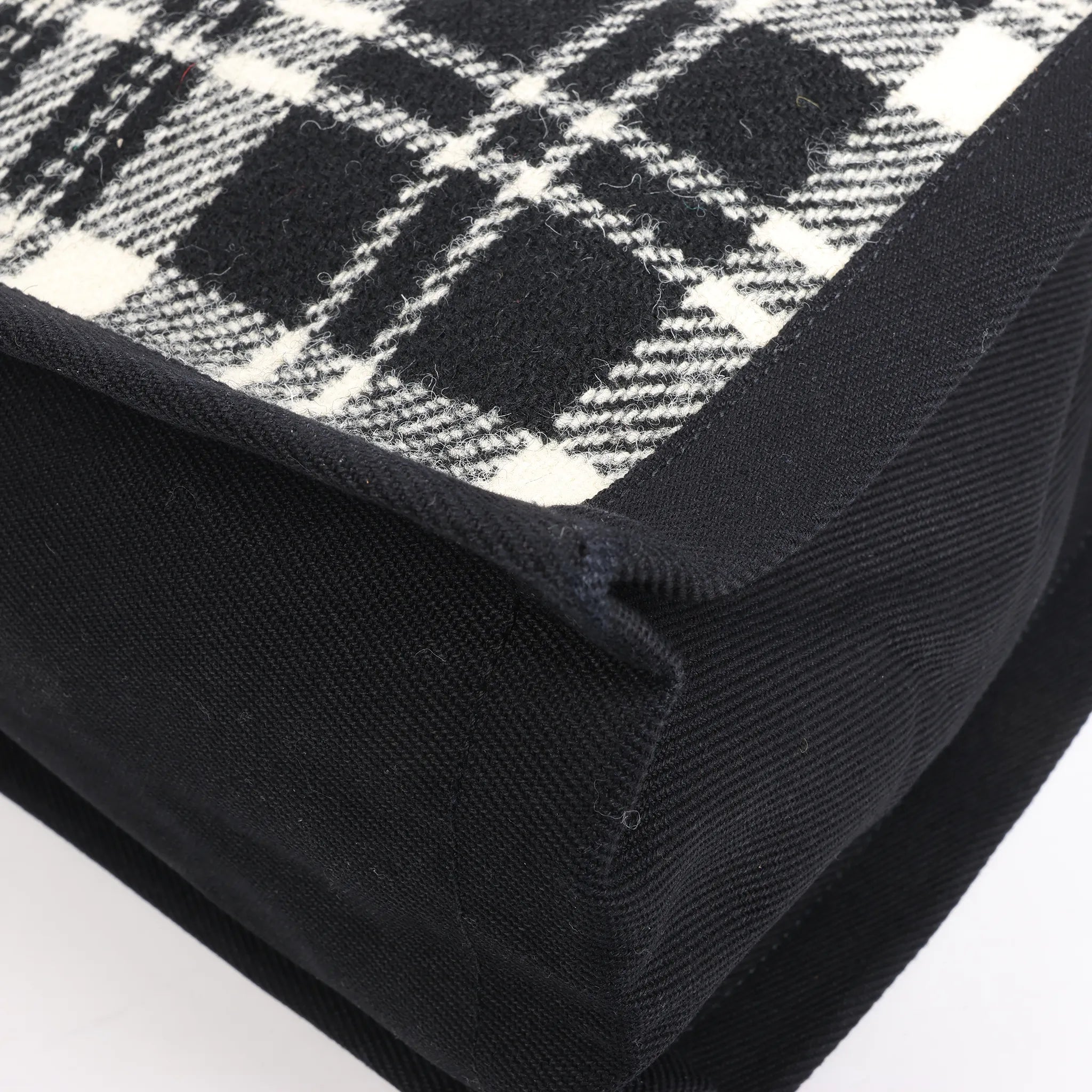 Saint Laurent Paris Rive Gauche Wool x Leather Tote bag Black x White 499290