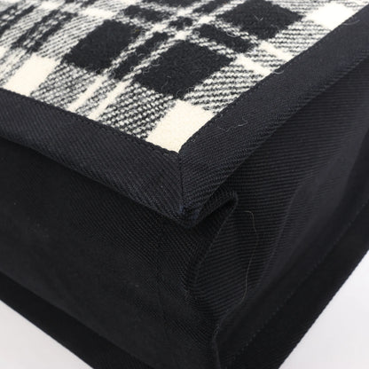 Saint Laurent Paris Rive Gauche Wool x Leather Tote bag Black x White 499290