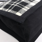 Saint Laurent Paris Rive Gauche Wool x Leather Tote bag Black x White 499290