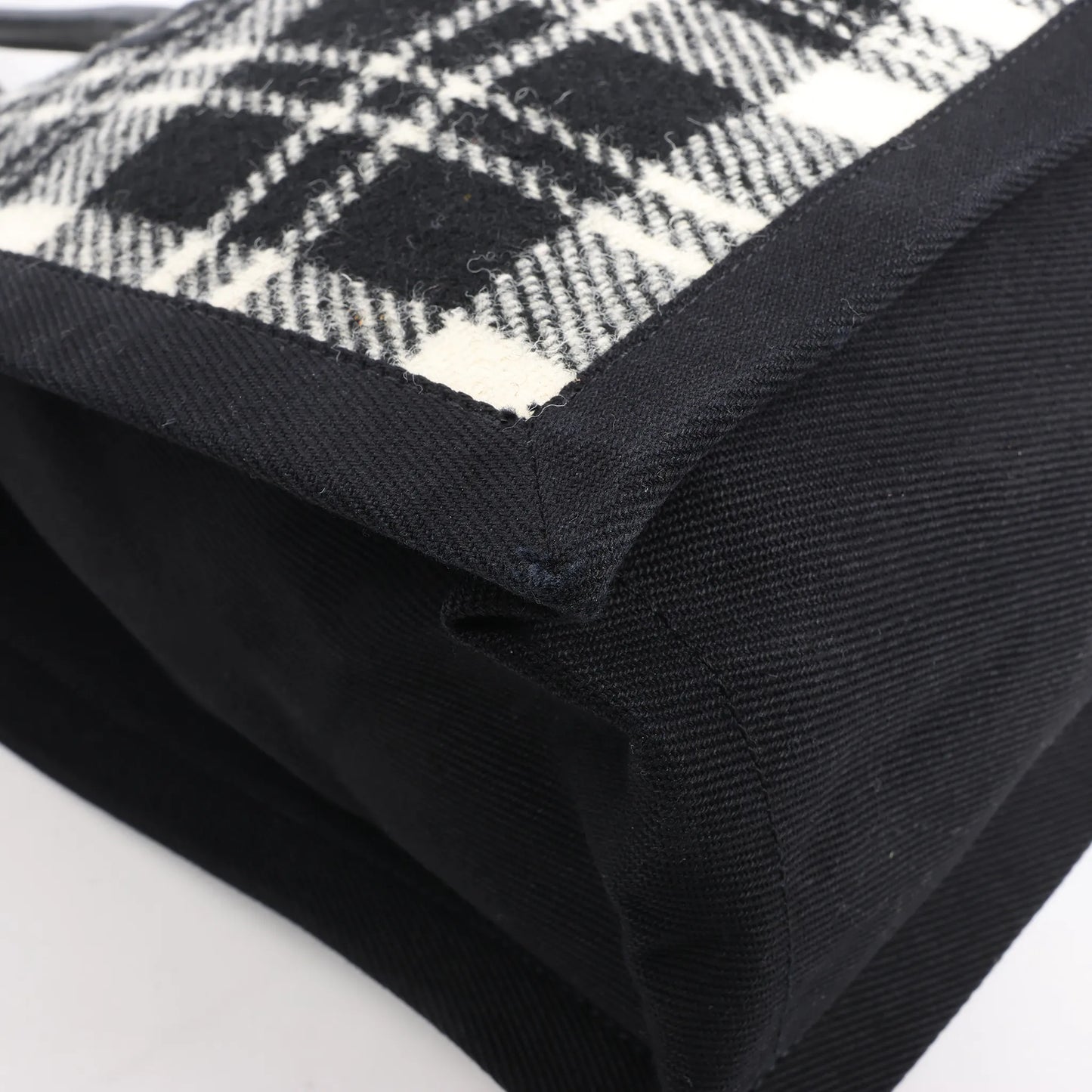 Saint Laurent Paris Rive Gauche Wool x Leather Tote bag Black x White 499290