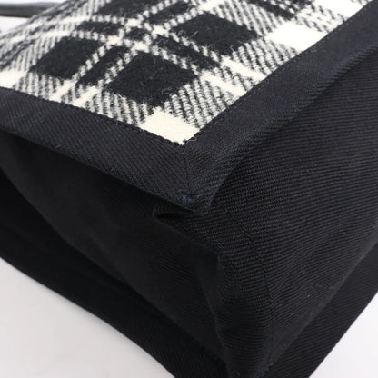 Saint Laurent Paris Rive Gauche Wool x Leather Tote bag Black x White 499290