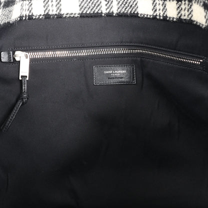 Sac cabas Saint Laurent Paris Rive Gauche en laine et cuir Noir x Blanc 499290