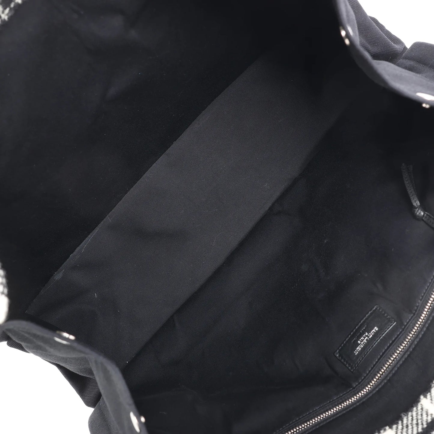 Saint Laurent Paris Rive Gauche Wool x Leather Tote bag Black x White 499290