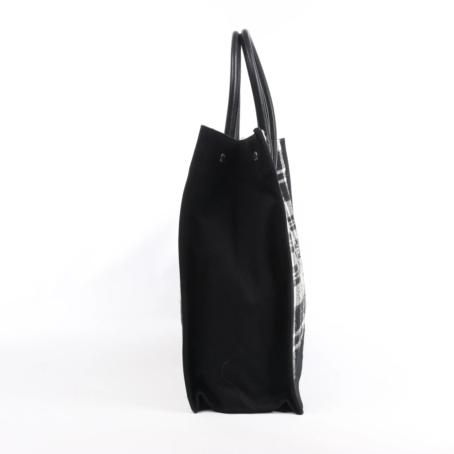 Sac cabas Saint Laurent Paris Rive Gauche en laine et cuir Noir x Blanc 499290