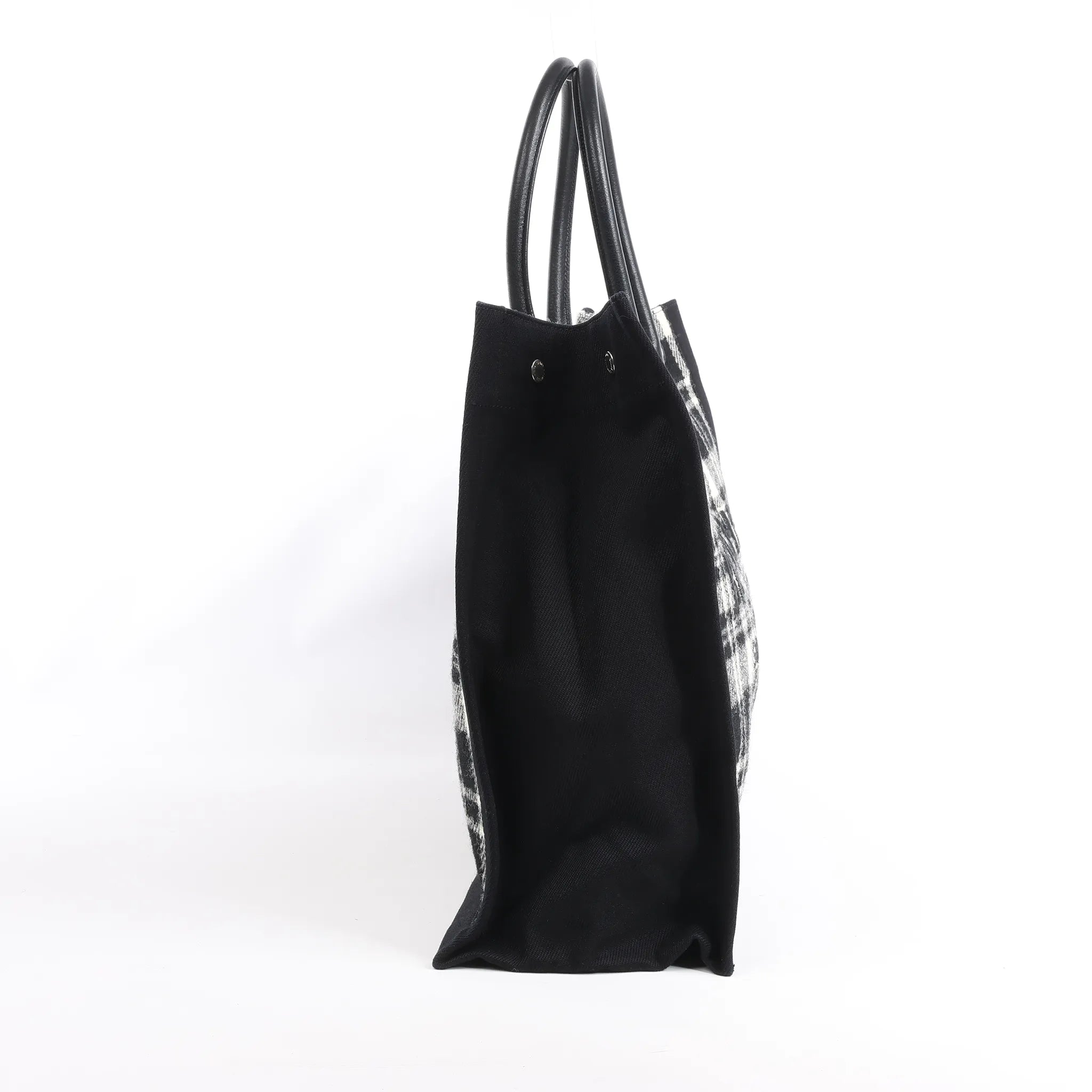 Saint Laurent Paris Rive Gauche Wool x Leather Tote bag Black x White 499290
