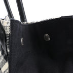 Saint Laurent Paris Rive Gauche Wool x Leather Tote bag Black x White 499290