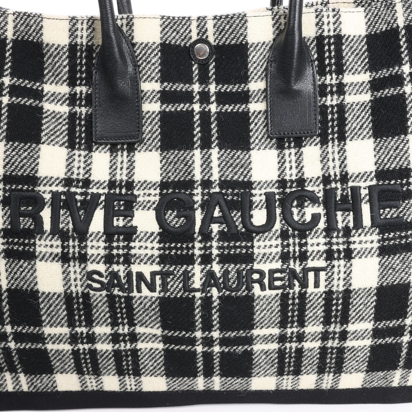 Sac cabas Saint Laurent Paris Rive Gauche en laine et cuir Noir x Blanc 499290