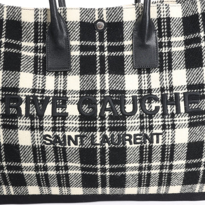 Sac cabas Saint Laurent Paris Rive Gauche en laine et cuir Noir x Blanc 499290